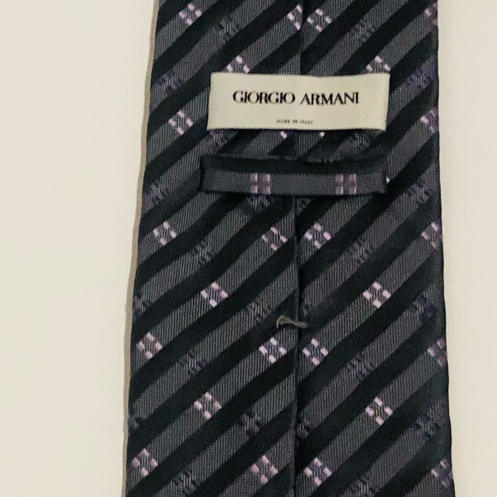 Giorgio Armani Black & Gray purple Striped Silk Tie